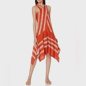 NWT BCBG MAXAZRIA SIZE S ADA Cross Halter Neck Asymmetrical Hem Dress MSRP $178